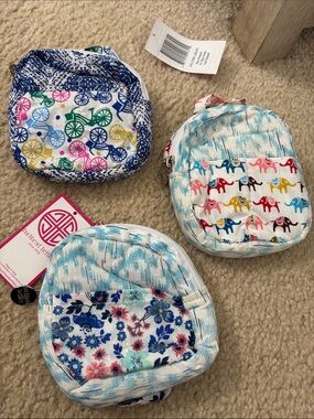Kids Mini Backpack Coin Purse - Multi Color Elephant & Bicycle Print
